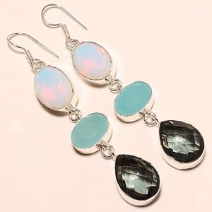 Moonstone, Chacedony & Green Quartz earrings